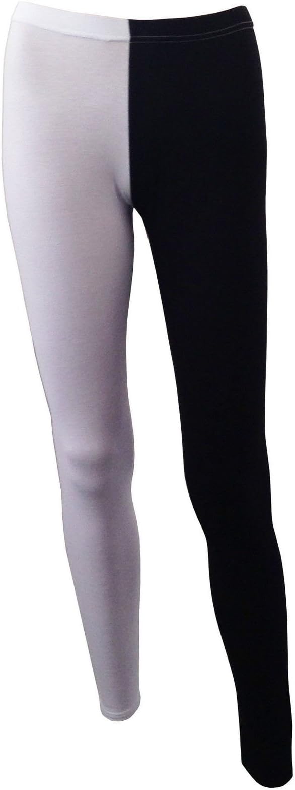 Plain Black and White Contrast Stretchy Leggings