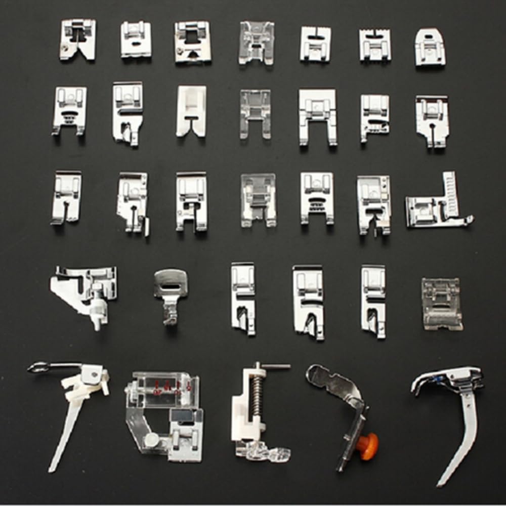 32Pcs Domestic Sewing Machine Presser Foot Feet Kit Set Fits for Brother, Baby Lock, Singer, Elna, Toyota, New Home, Simplicity, Janome, Kenmore Sewing Machine