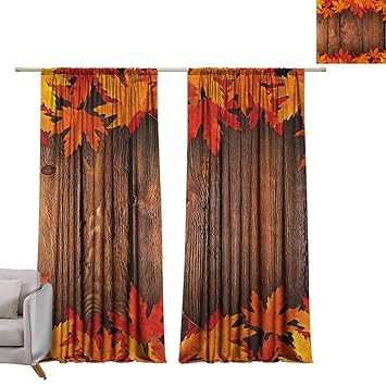Amazon Com Berrly Window Curtain Fabric Fall Dry Leaves Poured