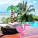 6 Pieces Inflatable Palm Trees Jumbo Coconut Trees Pink Flamingos Colorful Beach Balls Rainbow Color Balls for Hawaii Beach Luau Party Backdrop Decoration