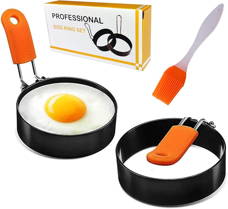 Cozii 2 Pack Egg Ring Molds Stainless Steel with Anti-Scald Handle