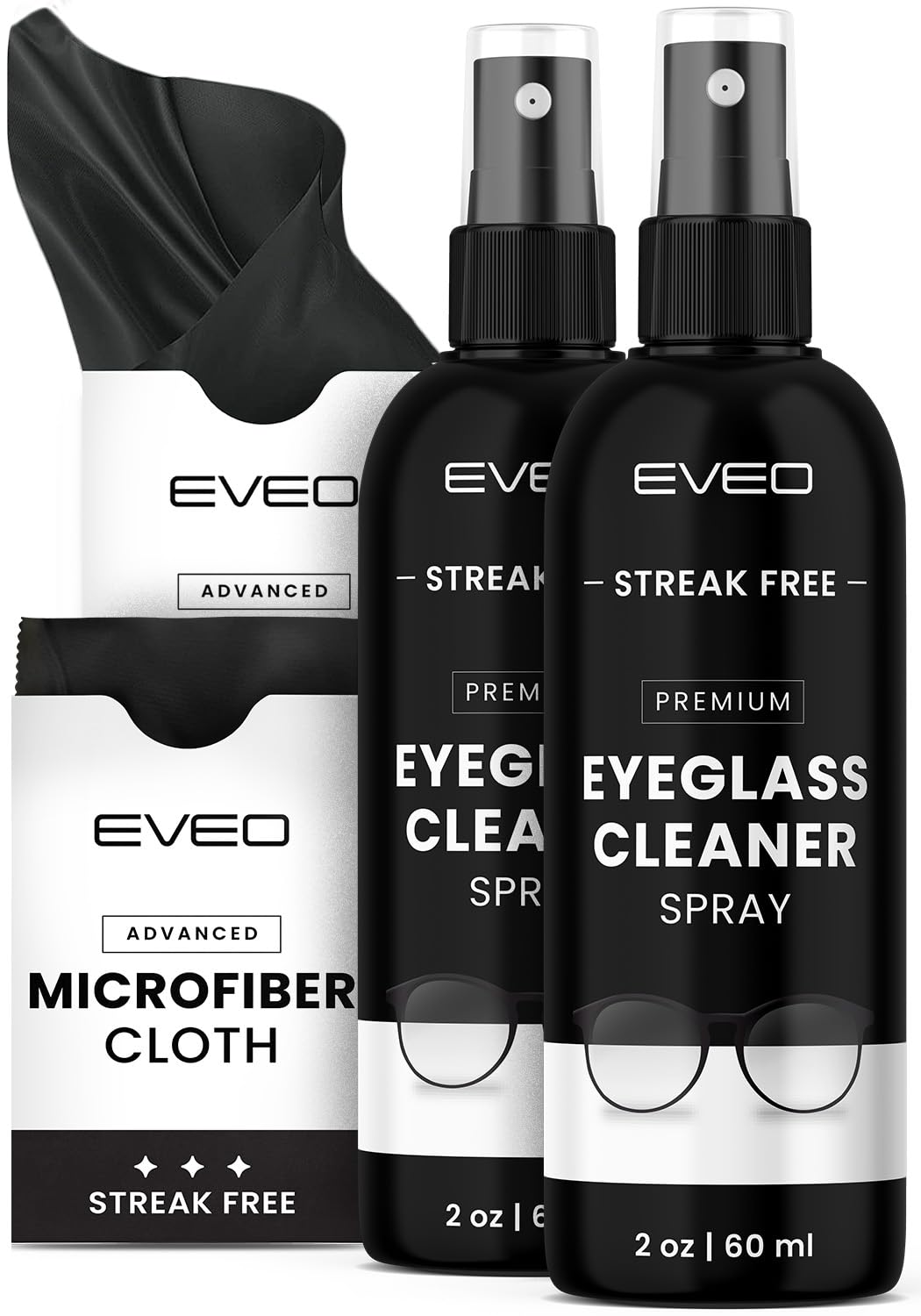 Photo 1 of EVEO Eyeglass Cleaner Spray - Glasses Cleaner No Streaks Technology & Microfiber Cleaning Cloth - Glasses Cleaning Kit, Eye Glass Cleaners Spray Lens Cleaner - Screen & Eye Glasses Kit - 2 Pack