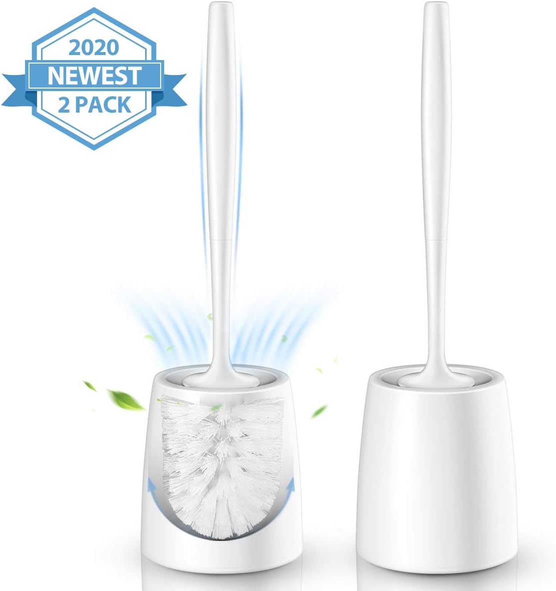 Homemaxs Toilet brush and Holder,2 Pack Toilet Brushes with Modern Design,5 Inch Enlarged Stable