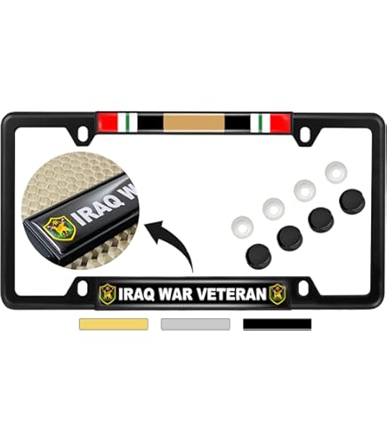 Iraq Veteran Chrome Motorcycle License Plate Frame - Heavy Duty Metal