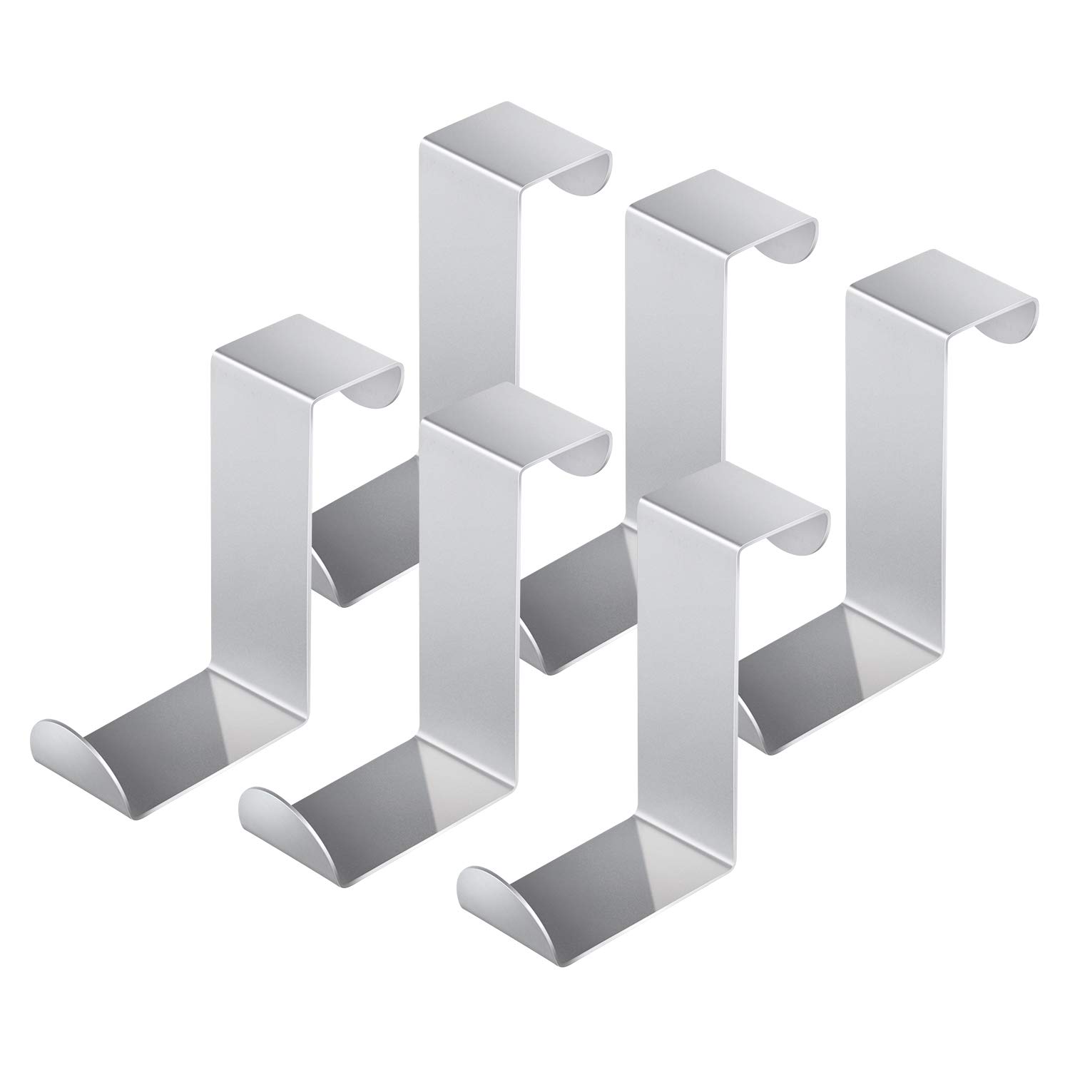 6 Pcs Over Door Hooks Stainless Steel Reversible Non-Trace Hooks Z-Shape Cupboard and Drawer Heavy Duty Hooks 5KG Bearing Capacity 1mm Thickness 20mm/40mm Width