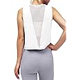 Mippo Womens Mesh Back Workout Crop Tops Loose Fit Gym Running Tank Tops