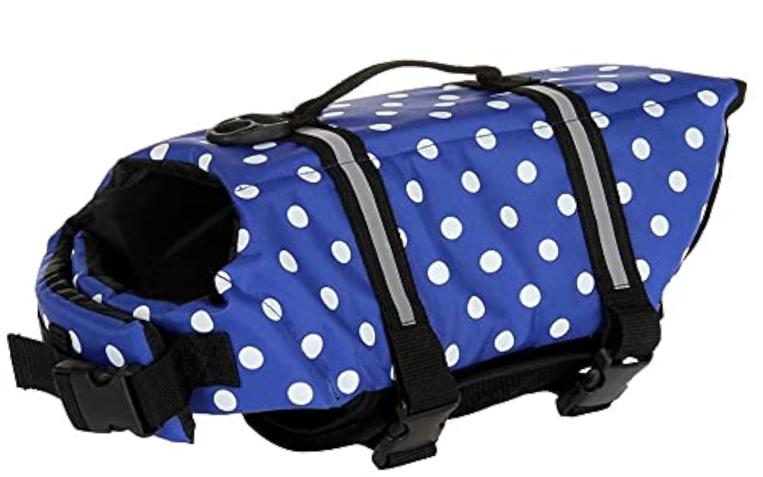 Izefia Dog Life Jacket Swimming Safety Coat Floatation Life Vest Life Saver with Handle for Small Dog Puppy Large Dog (Blue Dot, XXS)