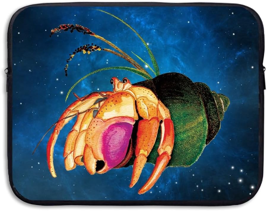 Hermit Crab In Green Shell Painting Laptop Bag Tablet Case Shockproof Spill-Resistant Waterproof