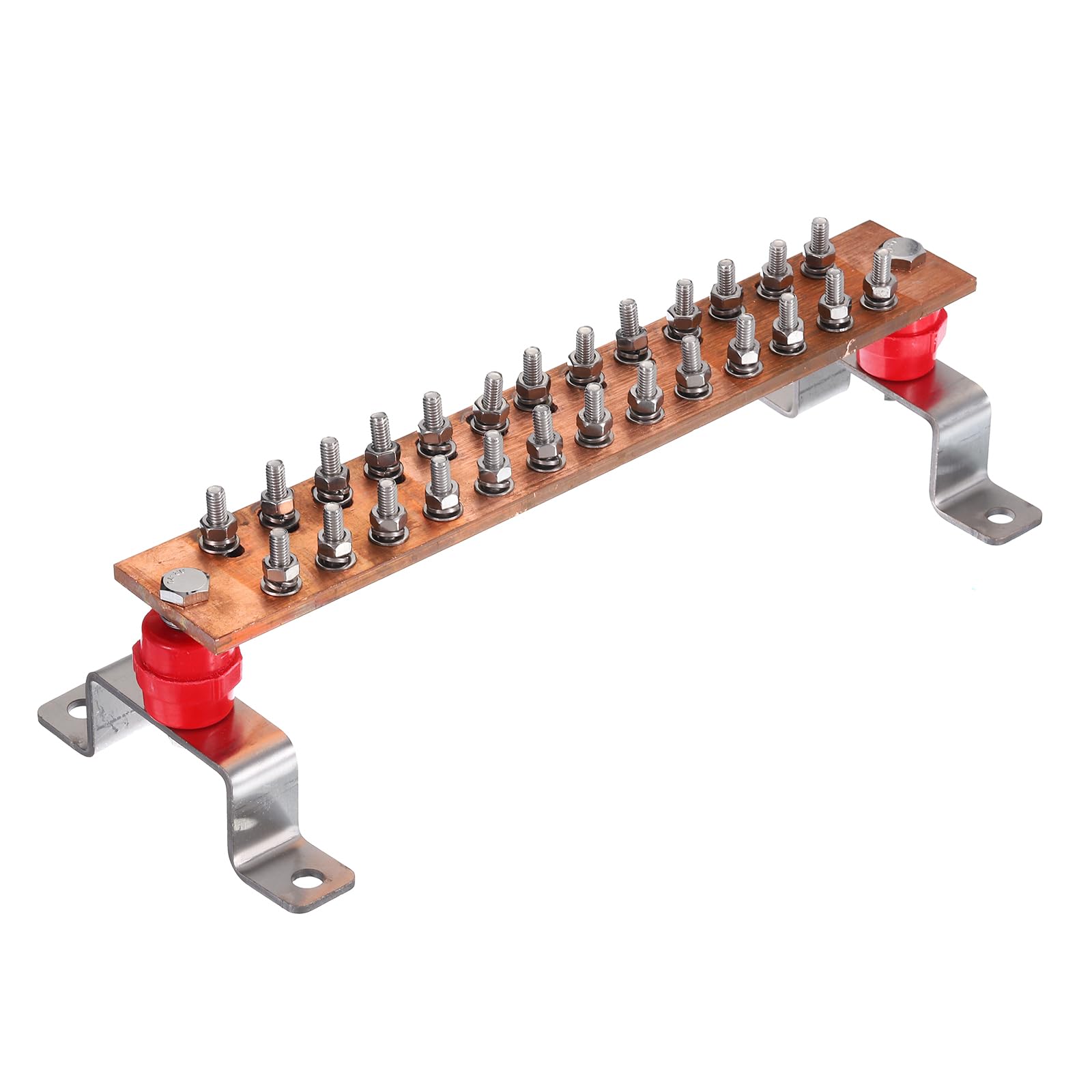 uxcell 1 Set Wall Mounted 12" x 2" x 1/4" Copper Ground Bar with 26 Terminal Positions Ground Bar Kits