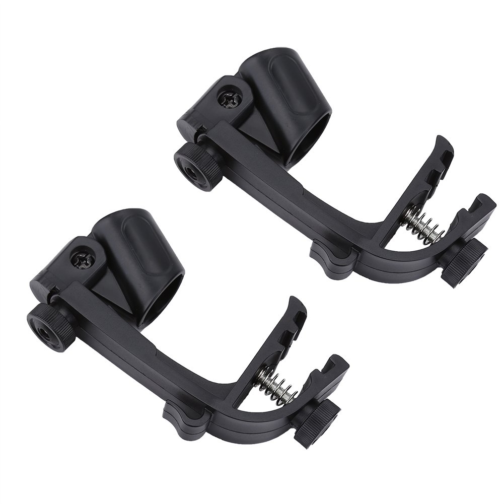 Drum Microphone Clips, 2Pcs Adjustable Plastic Shockproof Drum Rim Clamp Microphone Clip Holder Mount (Black)