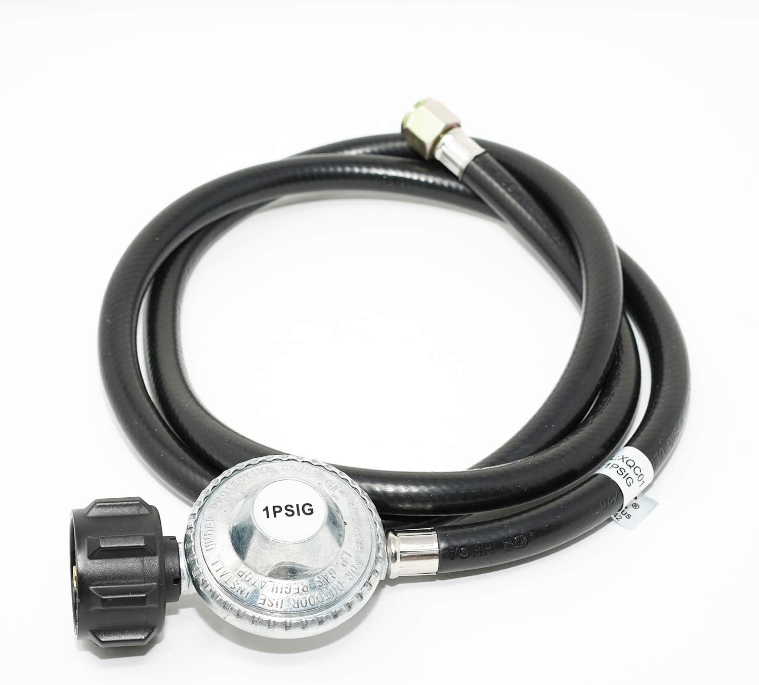 Cook Master 5 ft Adjustable Propane Regulator and QCC-1 Type Hose for Propane Burners, Stove, Fryers, Heaters, Smokers and Other Propane Appliances (1 PSI)