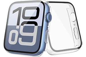 [2-Pack] Julk Case with Tempered Glass Screen Protector for Apple Watch 11 (2025) 42mm, Slim Guard with HD Glass, Full Coverage Hard PC Protective Cover for iWatch Series 11/10 42mm, Transparent