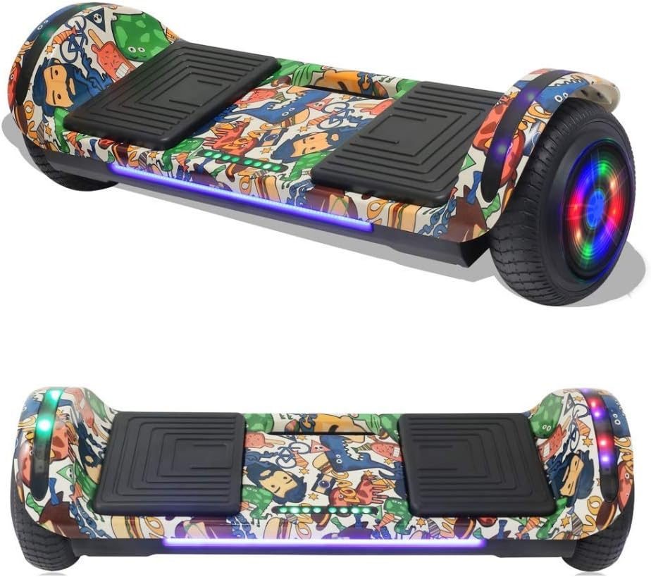TPS Electric Hoverboard for Kids and Young Adults Self-Balancing Scooter Dual Motors 6.5" Wheels Hoover Board with Built-in Speaker LED Lights UL2272 Certified