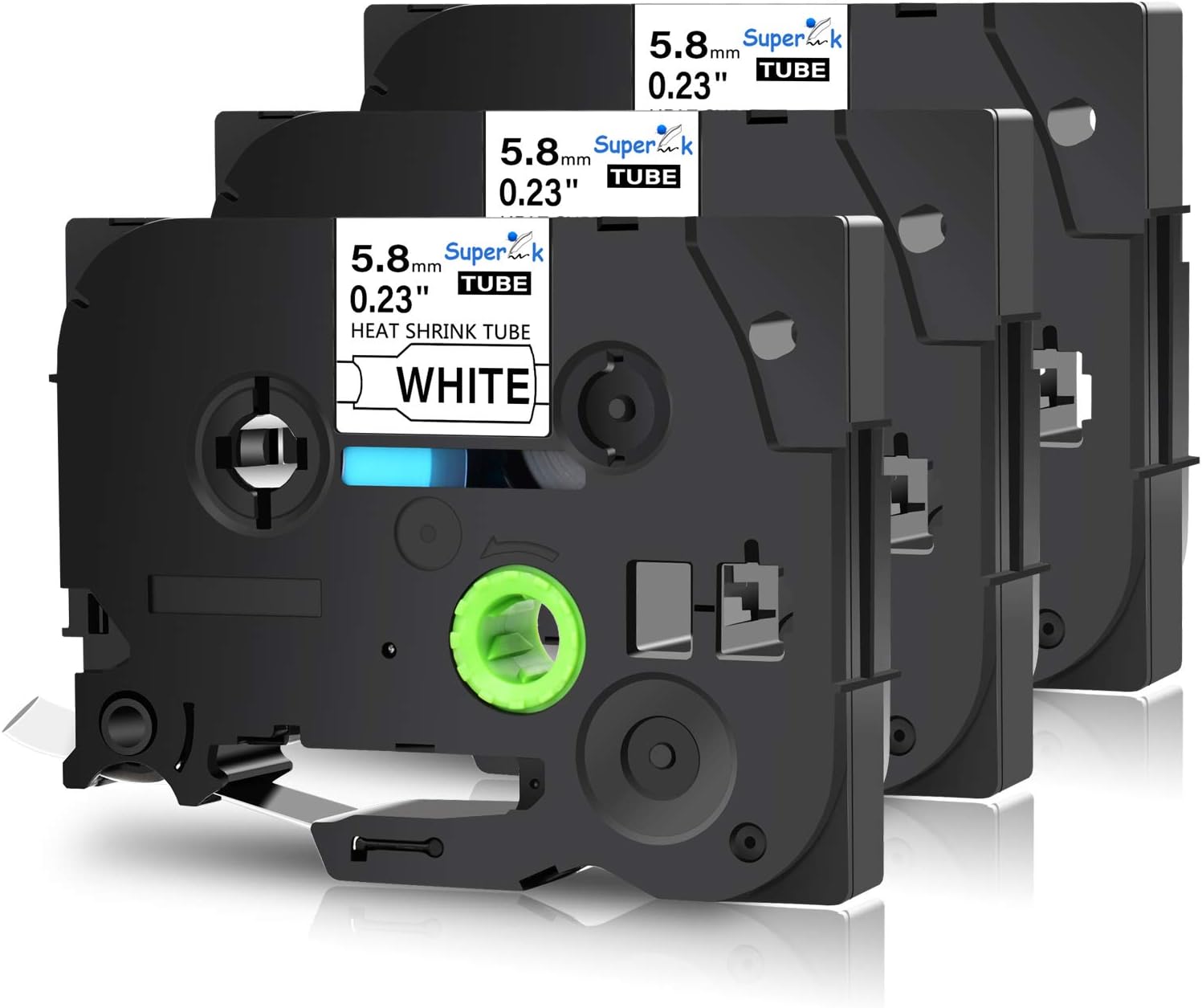 SuperInk 3 Pack Compatible for Brother HSe-211 HSe211 HS-211 HS211 Black on White Heat Shrink Tube Label Tape use in PT-D400 PT-D450 PT-E300 PT-E500 PT-P750WVP Printer (0.23''x 4.92ft, 5.8mm x 1.5m): Office Products