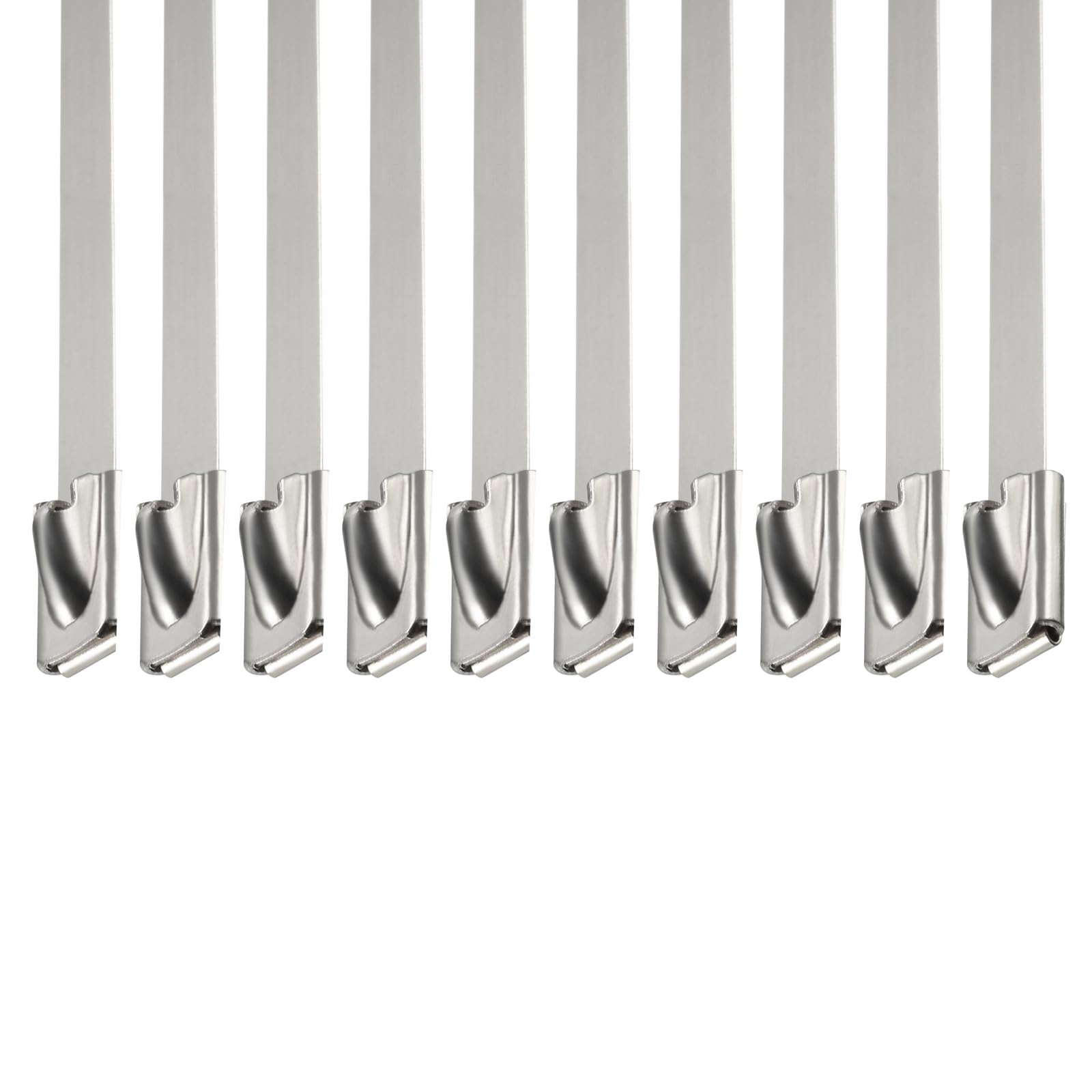 DTGN 23.62"x0.18"(LxW) Tie Wraps - 50Pack - Good for Furniture Electronic Equipment - 304 Stainless Steel Self-Locking Cable Zip Ties - Silver White