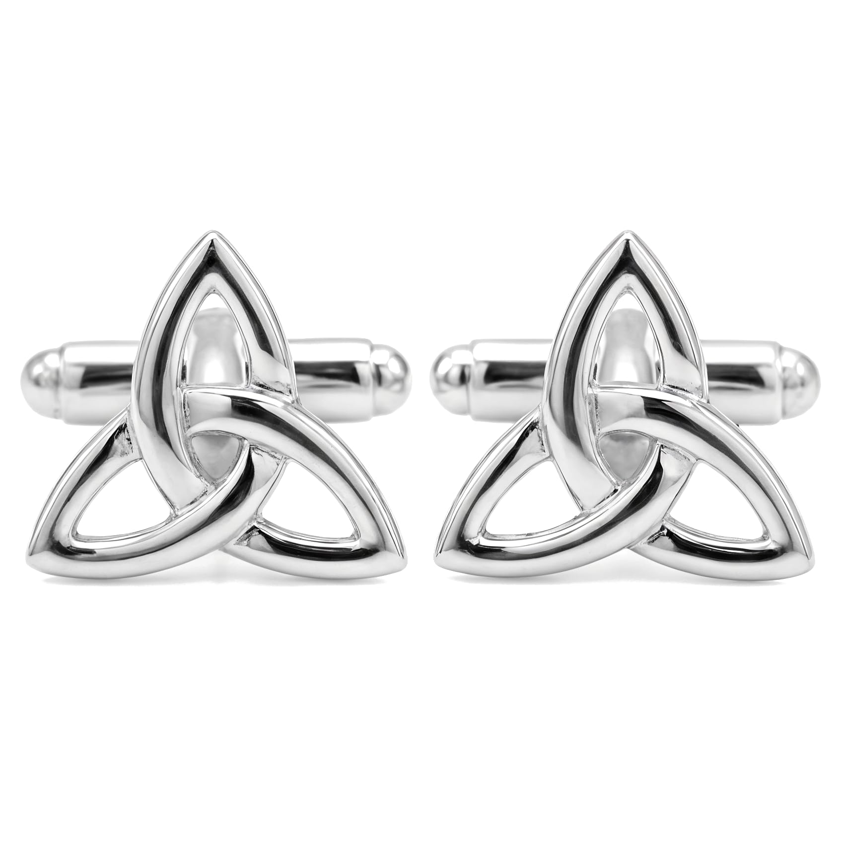Alexander Castle 925 Sterling Silver Celtic Trinity Cufflinks for Men - 15mm x 14mm Cufflinks with Jewellery Gift Box
