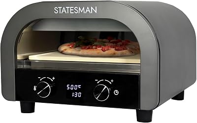 Statesman Electric Pizza Oven 12 Inch 2200W Digital Display 13 Inch Stone Grey