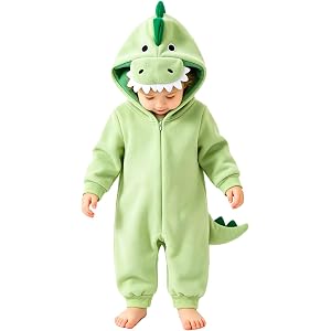 Funpally Toddler Boy Girl Dinosaur Halloween Costume Outfits | Cute Baby Cosplay Clothes Hooded Zipper Jumpsuit Dress Up Romp