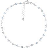 YANARA Gemstone Anklet for Women Dainty Boho Summer Beach Jewelry for Girls Handmade Rosary Charm Ankle Bracelets for her 9+1.5 inch Gifts For Her