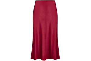 Keasmto Leopard Skirt for Women Midi Length High Waist Silk Satin Elasticized Cheetah Casual Ladies Skirts