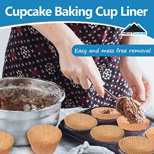 Cupcake Baking Cup Liner - Jumbo Size, Extra Thick, Unbleached Brown Disposable Cup Parchment Liner for Baking- Food Grade & No Smell - Muffin Paper Baking Cups by NextClimb (Pack of 100) - Thumbnail 3