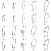 Pandahall 20Pcs Cubic Zirconia Earring Hooks Platinum Plated French Ear Wires Metal Fish Hooks Ear Wire with Dangle Loops for DIY Jewelry Earring Making Findings