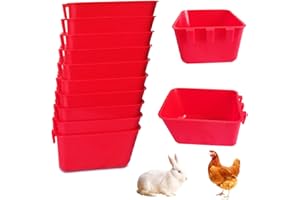 AMZSYLV Pack of 10 Cage Cups Birds Feeders Seed Bowl Chicken Feeding Watering Dish Rabbit Water Food Hanging Wire Cages Box 8 oz Coop Cups for Pet Parrot Parakeet Game Fowl Poultry Pigeon