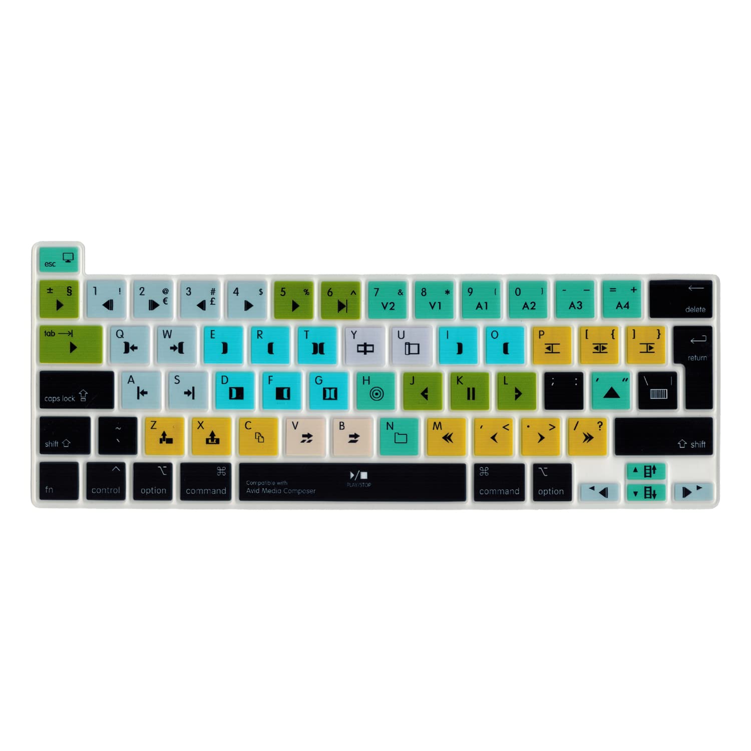 MiNGFi Silicone Media Composer shortcuts Keyboard Cover for MacBook Pro 13" M1/M2 A2338 (2020–2023), A2289 (2020), A2251 (2020–2021), Pro 16" A2141 (2019–2021) EU/ISO Layout