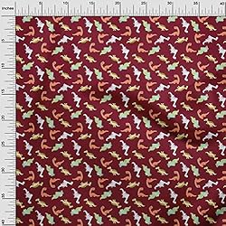oneOone Viscose Jersey Maroon Fabric Colorful