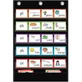 ANCOMEDO 5+1 Pockets Standard Pocket Chart, Clear Words Wall Pocket Chart with Extra Storage Pocket for School Home Office Use,Size:25.2&rdquo; x 17&rdquo; Sentence Strips Chart for Letter Cards, Words.