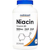 Nutricost Niacin (Vitamin B3) 500mg, 240 Capsules - with Flushing, Non-GMO, Gluten Free