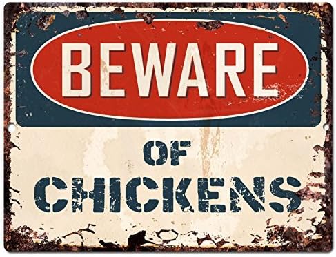 Acove Beware of CHICKENS Vintage Retro Rustic 8"x12" Metal Plate Store Home Room Wall Decoration