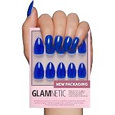 Glamnetic Press On Nails - Short Almond, Glossy Fake Nails 30 Pc Full Kit | Everyday Cobalt press on nails in 15 sizes. Gloss