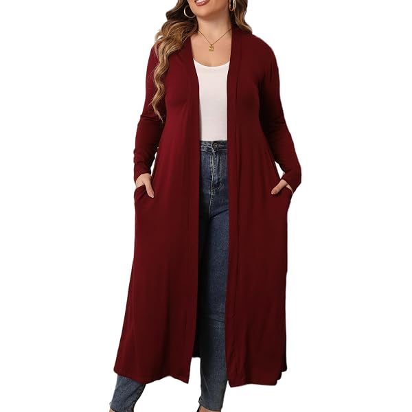 HJJPWW Women's Plus Size Maxi Duster Cardigan – Floor Length, Open Front, Lightweight Rayon/Spandex With Pockets (Gray, 3X)
