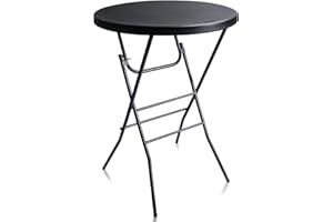 Byliable 32in Cocktail Table Black High Top Folding, Portable Bar Height Folding Table Round with Removable Carbon Black Legs, Indoor Outdoor Banquet for Parties, Commercial, Speech