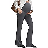 G4Free BareFeel Maternity Flare Leggings with Pockets Over The Belly Yoga Pregnancy Casual Dress Pants for Work