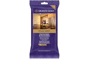 Granite Gold Polish Wipes Streak-Free Shine for Granite, Quartz, Marble, Travertine, Natural Stone Countertops, 18 Count, 1-Pack