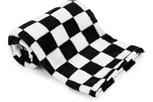 GreatBba Plush Checkered Baby Blanket for Boys Girls Nursery, 30"*40" Warm Short Fleece Blanket Neutral for Infant Newborn, Small Fuzzy for Sleeping, Chenille Baby for Stroller (Black&White)
