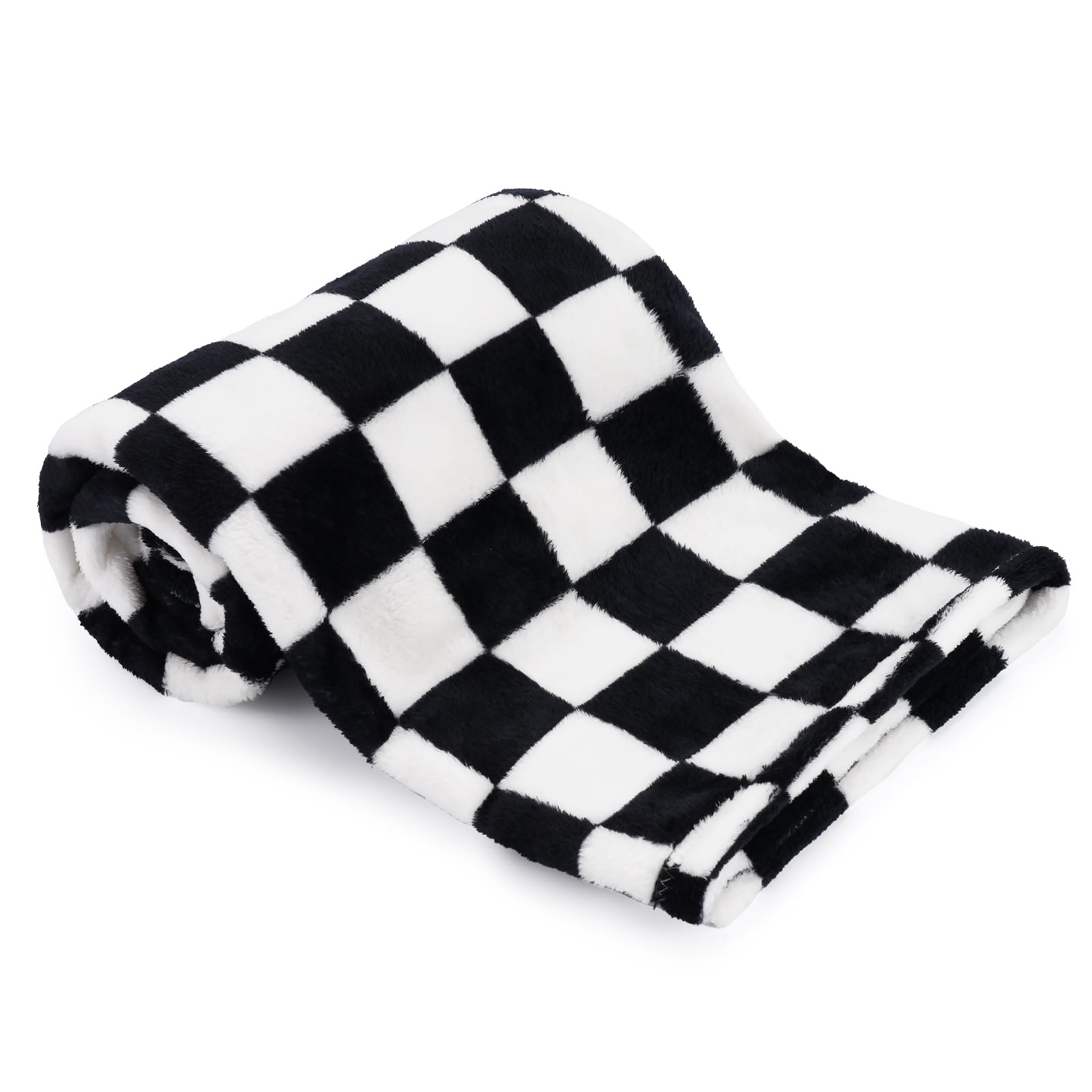 Photo 1 of GreatBba Plush Checkered Baby Blanket for Boys Girls Nursery, 30"*40" Warm Short Fleece Blanket Neutral for Infant Newborn, Small Fuzzy for Sleeping, Chenille Baby for Stroller (Black&White)