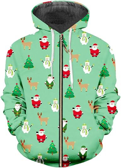 Immagini Natale Zip.Hensgalis Felpa Con Cappuccio Big Snow E Elk Big Zip Con Stampa 3d Babbo Natale E Pupazzo Di Neve Amazon It Abbigliamento