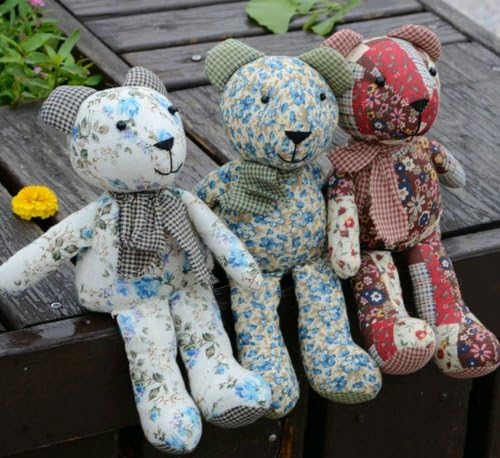 Massa Handmade Flower Pattern Patchwork Bear Doll