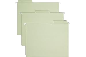 Smead Erasable FasTab Hanging File Folder, 1/3-Cut Built-in Tab, Letter Size, Moss, 20 per Box (64032)
