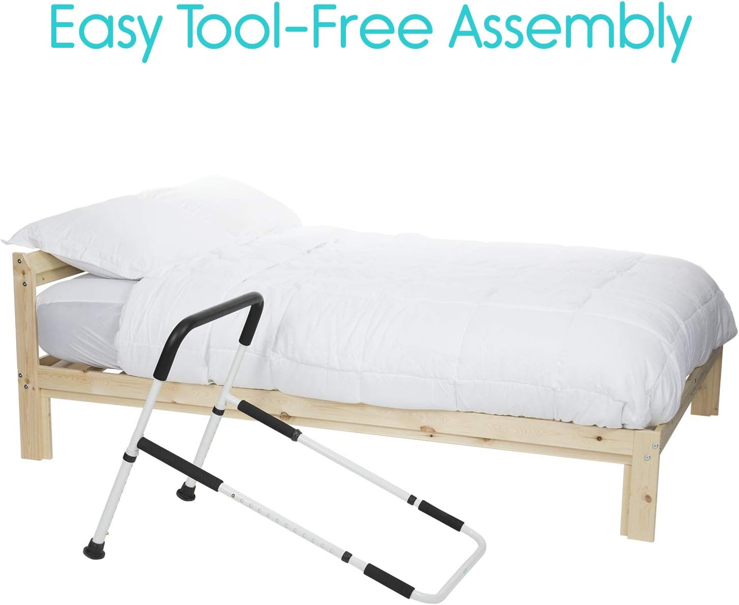 Vive Bed Assist Rail - Adult Bedside Standing Bar for Seniors, Elderly, Handicap, Kid - Fit King, Queen, Full, Twin - Adjustable Fall Prevention Safety Handle Guard - Long Hand Bedrail Grab Bar Cane: Health & Personal Care