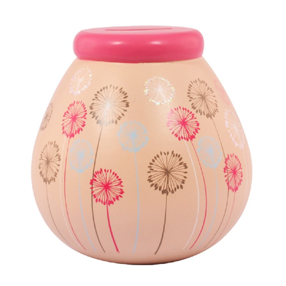 Pot of Dreams Hand Painted Dandelion Flower Save And Smash Handcrafted Ceramic Money Box Piggy Bank | Perfect Decorative Gift and Saving for Self Care & family Vaction — image 1