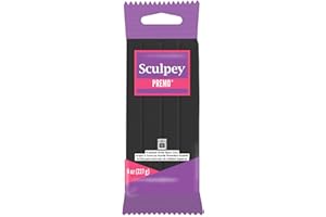 Polyform Sculpey Premo Polymer Oven-Bake Clay, Black, Non Toxic, 8 oz. bar, Great for jewelry making, holiday, DIY, mixed media and home décor projects. Premium clay Great for clayers and artists.