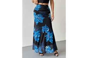 Women's Boho Over Maxi Elastic High Waisted Casual Long Skirts