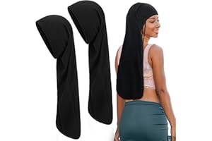 Twistover 2 Pcs Jumbo Dreadlock Cap Hair Dreads Head Wrap Loc Wraps for Dreads Hair Accessories for Men Women Sleeping(Black,Black,25 Inches)