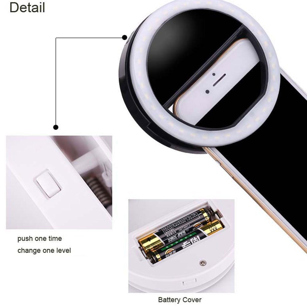 RC Selfie Ring Light, 36 LED Ring Light for Phone Clip on Phone Circle Lights Compatible with