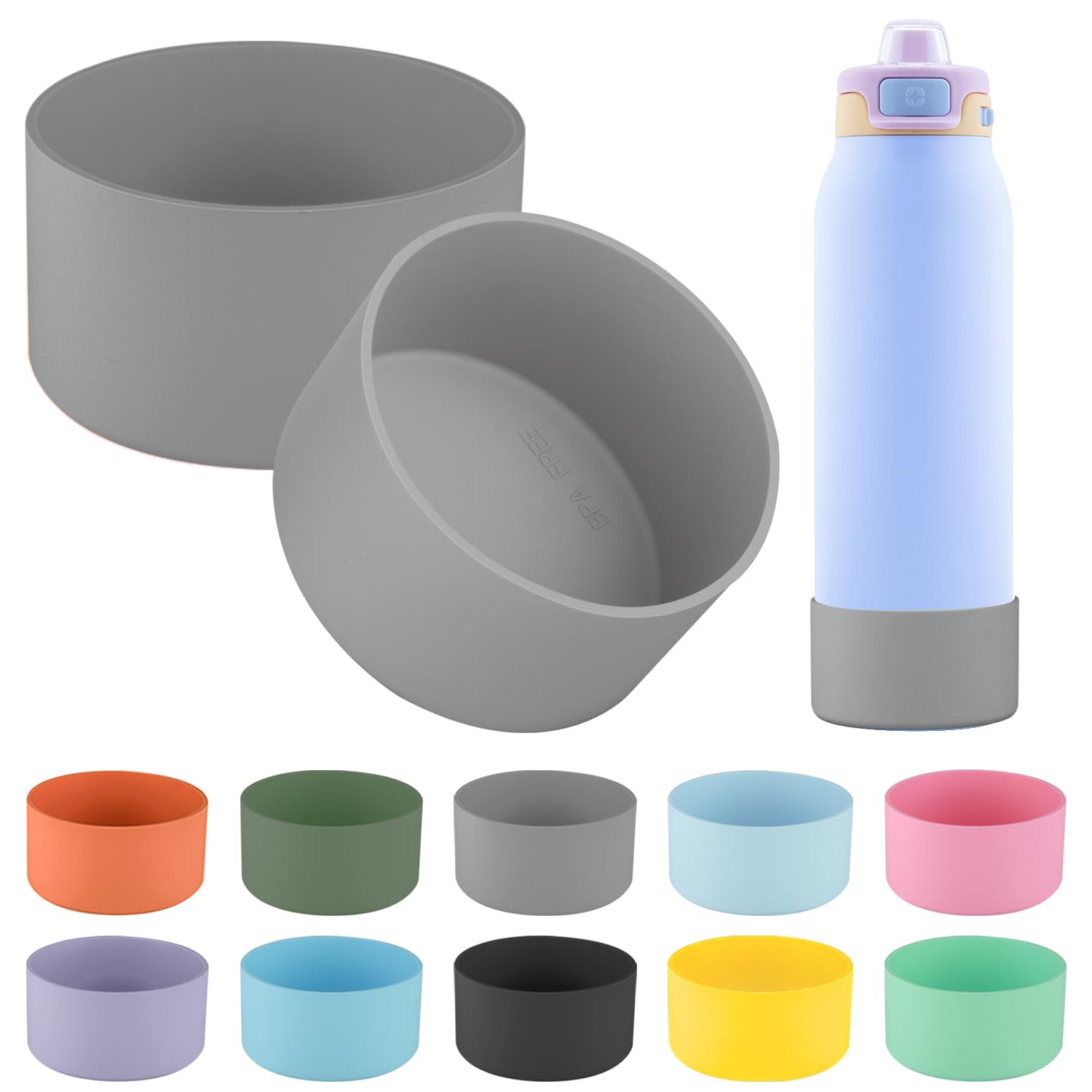 Photo 1 of 2 Ello Pop Silicone Bottle Boots - Protect 22oz Stainless Steel Bottle (Gray, 22oz)