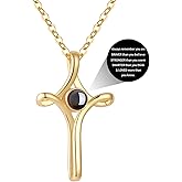 WEDDINEN Cross Necklace with Bible Verse, 14K Gold Cross Pendant Chain for Women Girls, Christian Religious Necklace Jewelry, First Communion Confirmation Gifts